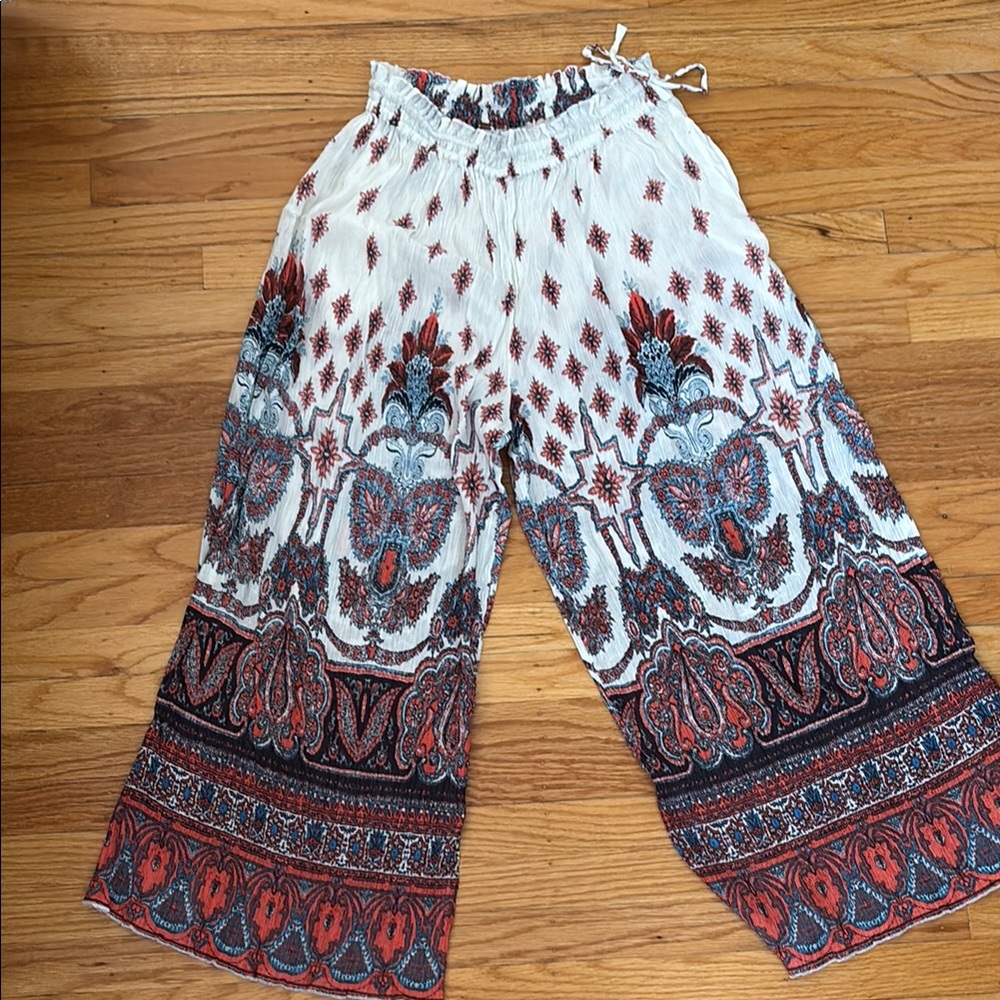 Free People Gold Dust Printed cropped flowy pants